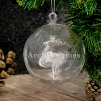 Name Only Reindeer Glass Bauble