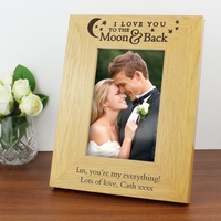 Oak Finish 4x6 To the Moon and Back... Photo Frame