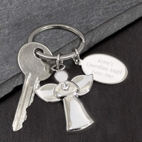 Personalied Silver Plated Angel Keyring