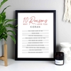 Personalised 10 Reasons Why I Love You Black Framed Print