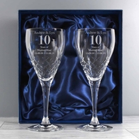 Personalised Anniversary Pair of Crystal Wine Glasses