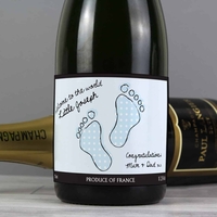 Personalised Baby Footprint Blue Champagne