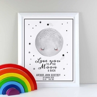 Personalised Baby To The Moon and Back White Framed Print