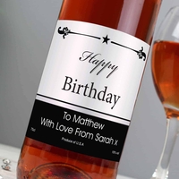 Personalised Black Border Rose Wine