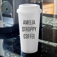 Personalised Black Text Slogan Insulated Eco Travel Cup