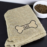 Personalised Bone Brown Microfiber Pet Towel