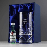Personalised Cut Crystal Bacardi Set