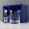 Personalised Cut Crystal Glass & Bourbon Whiskey Miniature Set