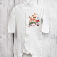 Personalised Festive Fawn 0-3 Months Baby Grown
