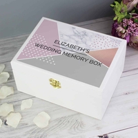 Personalised Geometric White Wooden Keepsake Box