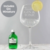 Personalised Gin & Tonic Balloon Glass with Gin Miniature Set