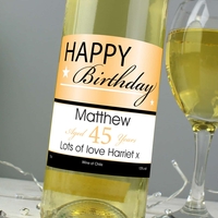 Personalised Happy Birthday White Wine