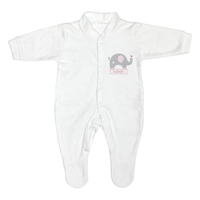 Personalised Pink Elephant 0-3 Months Babygrow