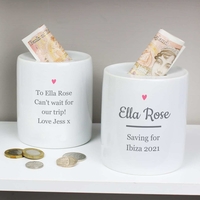 Personalised Pink Heart Motif Ceramic Money Box