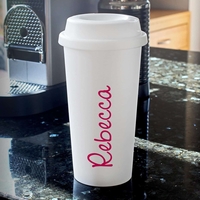 Personalised Pink Name Island Insulated Eco Travel Cup