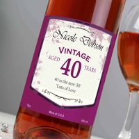 Personalised Rose Wine Vintage Age Label