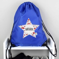 Personalised Star With Car Pattern Blue Kit Bag