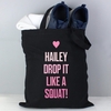 Pink Text Black Cotton Bag