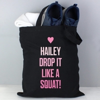 Pink Text Black Cotton Bag