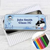 Pirate Pencil Tin with Pencil Crayons