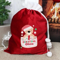 Pocket Teddy My 1st Christmas Pom Pom Sack