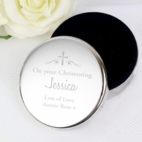 Religious Swirls & Hearts Round Trinket Box