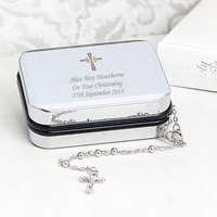 Rosary Beads and Cross Trinket Box
