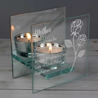Rose Mirrored Glass Tea Light Holder