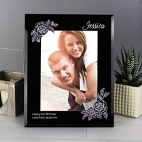 Rose Sketch 5x7 Black Glass Photo Frame