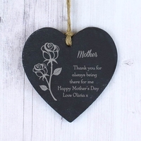 Rose Small Slate Heart Decoration
