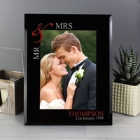 Ruby Couples 5x7 Black Glass Photo Frame