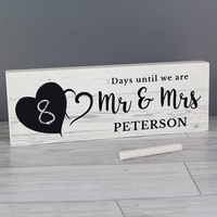 Rustic Chalk Countdown Wooden Block Sign