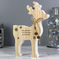 Rustic Wooden Reindeer Decoration