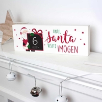 Santa Christmas Chalk Countdown Wooden Block