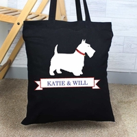 Scottie Dog Black Cotton Bag