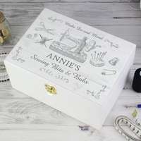 Sewing Kit White Wooden Keepsake Box