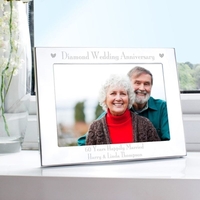 Silver 7x5 Diamond Anniversary Landscape Photo Frame