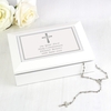 Silver Cross White Wooden Keepsake Box