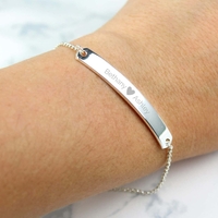 Silver Tone Heart Bar Bracelet