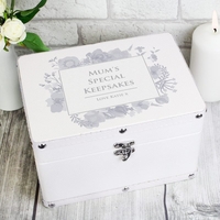 Soft Watercolour White Leatherette Keepsake Box