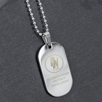 St Christopher Stainless Steel Dog Tag Necklace