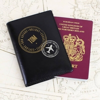 Stamped Black Passport Holder
