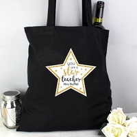 Star Teacher Black Cotton Bag