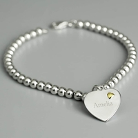 Sterling Silver and 9ct Gold Heart Bracelet