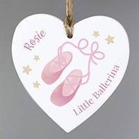 Swan Lake Ballet Wooden Heart Decoration