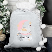 Swan Lake Luxury Silver Grey Pom Pom Sack