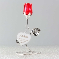 Swirls & Hearts Red Rose Bud Ornament