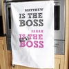 The Real Boss White Tea Towel