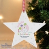 The Snowman and the Snowdog My 1st Christmas Pink Wooden Star Decoration