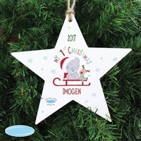 Tiny Tatty Teddy My 1st Christmas Sleigh Wooden Star Decoration